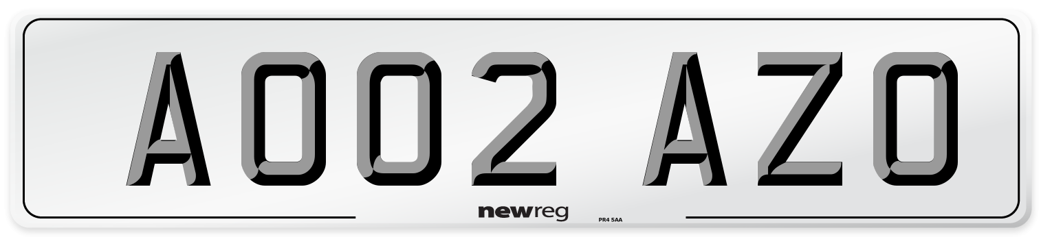 AO02 AZO Number Plate from New Reg
